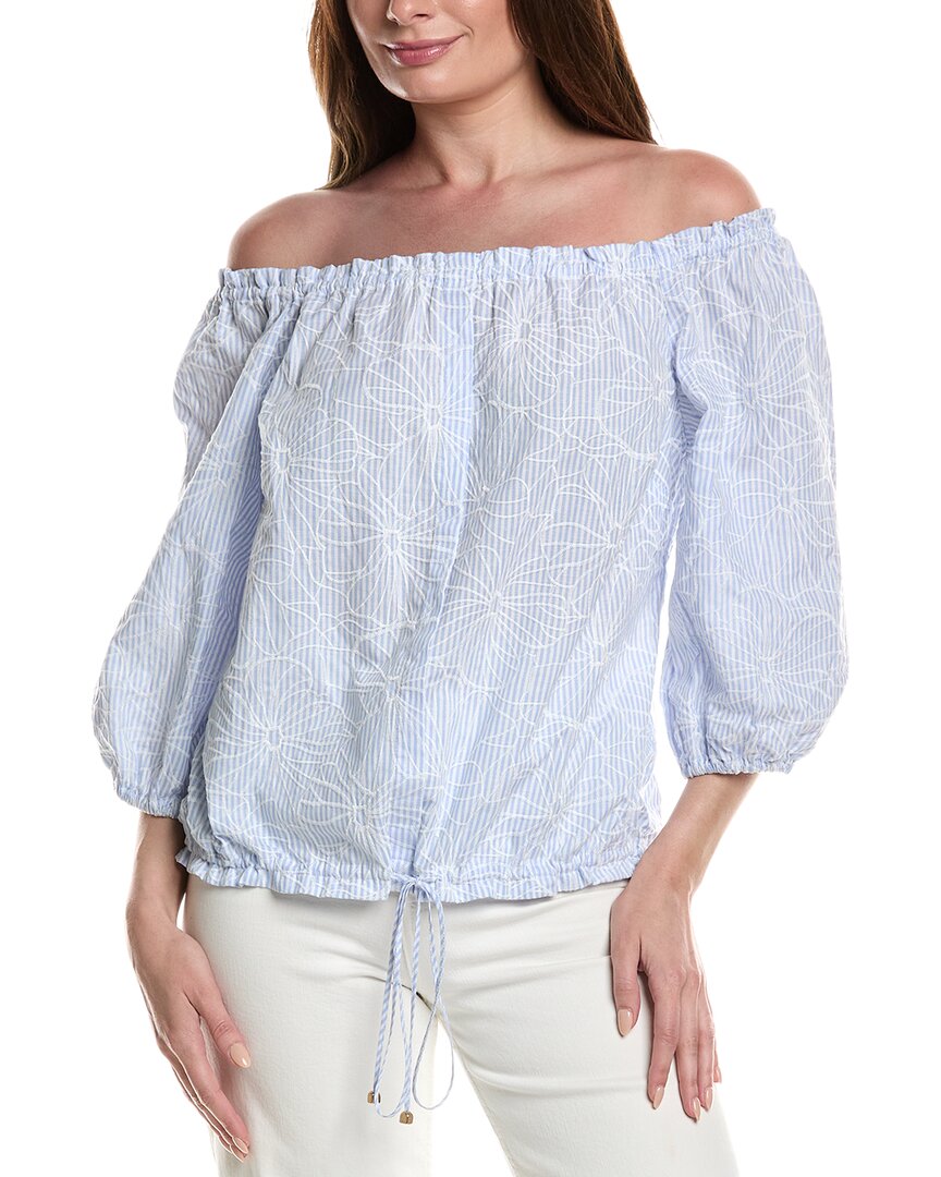 Tyler Boe Jacky Linen-blend Top In Blue