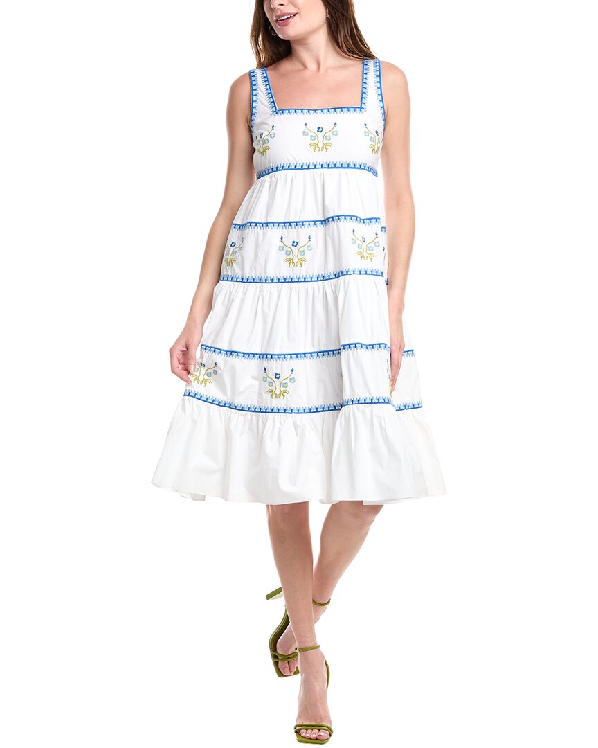 English Factory Embroidered Tiered A-line Dress In Multi
