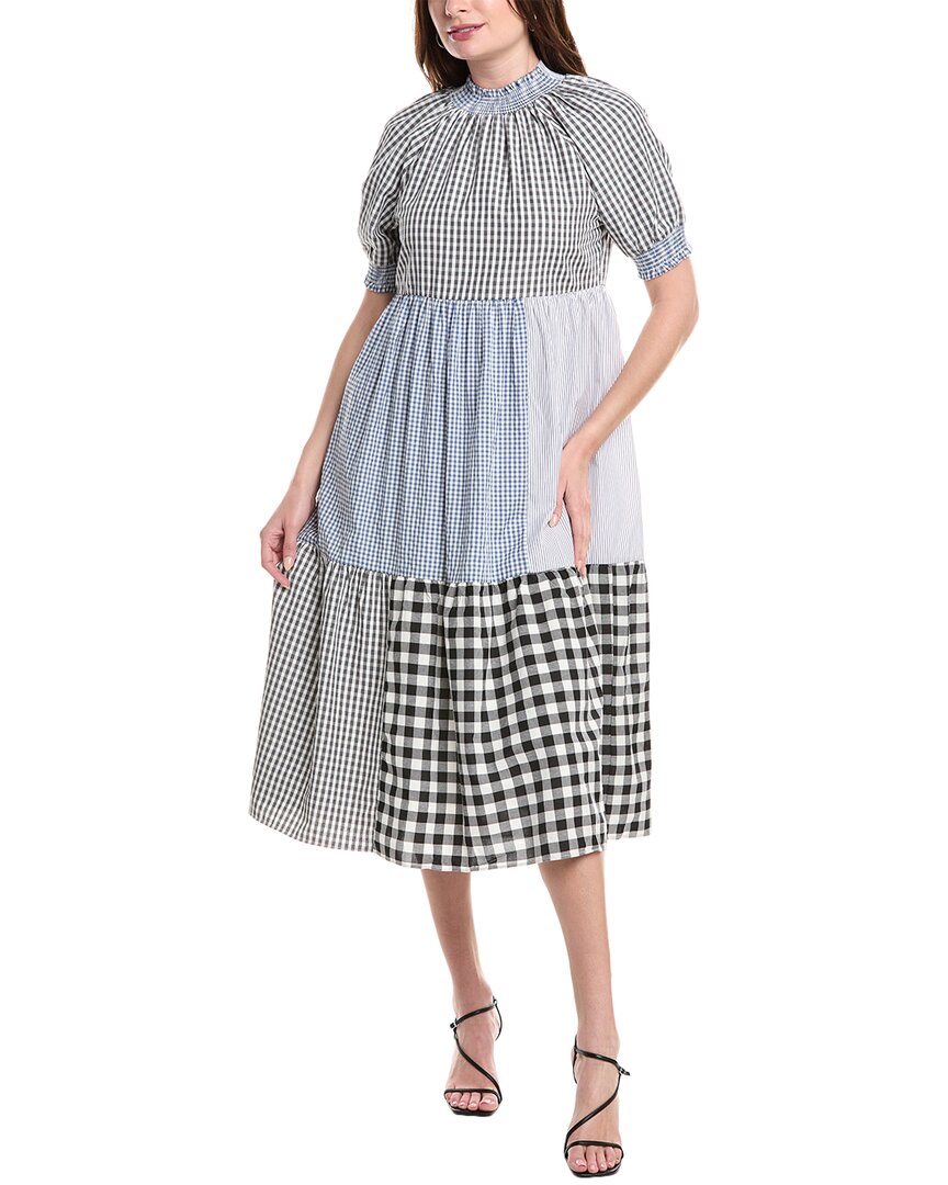 ENGLISH FACTORY ENGLISH FACTORY PATCHWORK MIDI DRESS