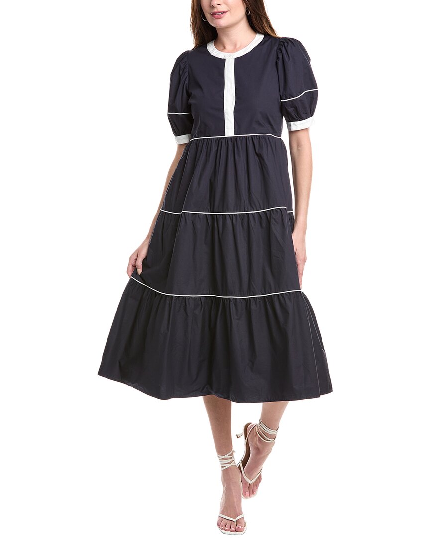 ENGLISH FACTORY ENGLISH FACTORY CONTRAST MIDI DRESS 