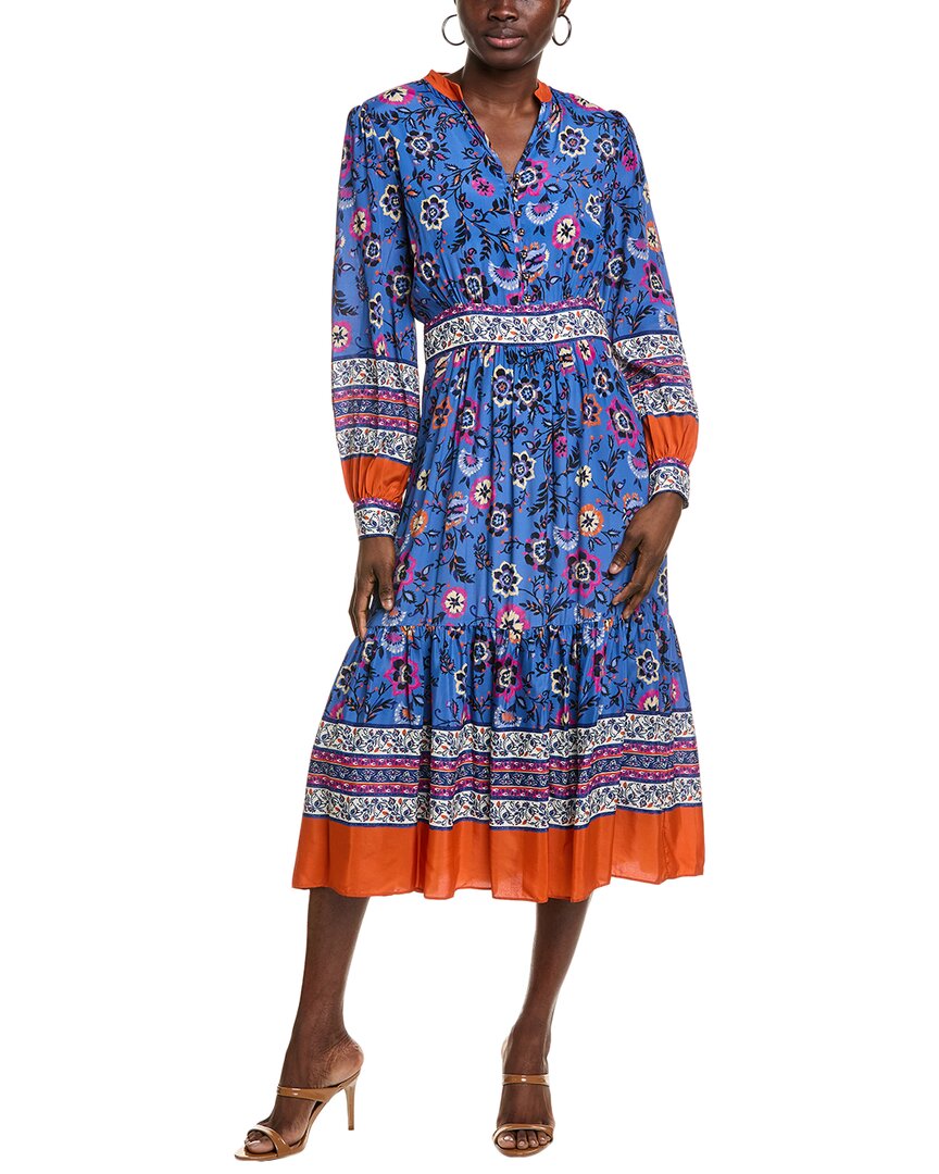 Elie Tahari Annaleise Floral Long Sleeve Tiered Dress