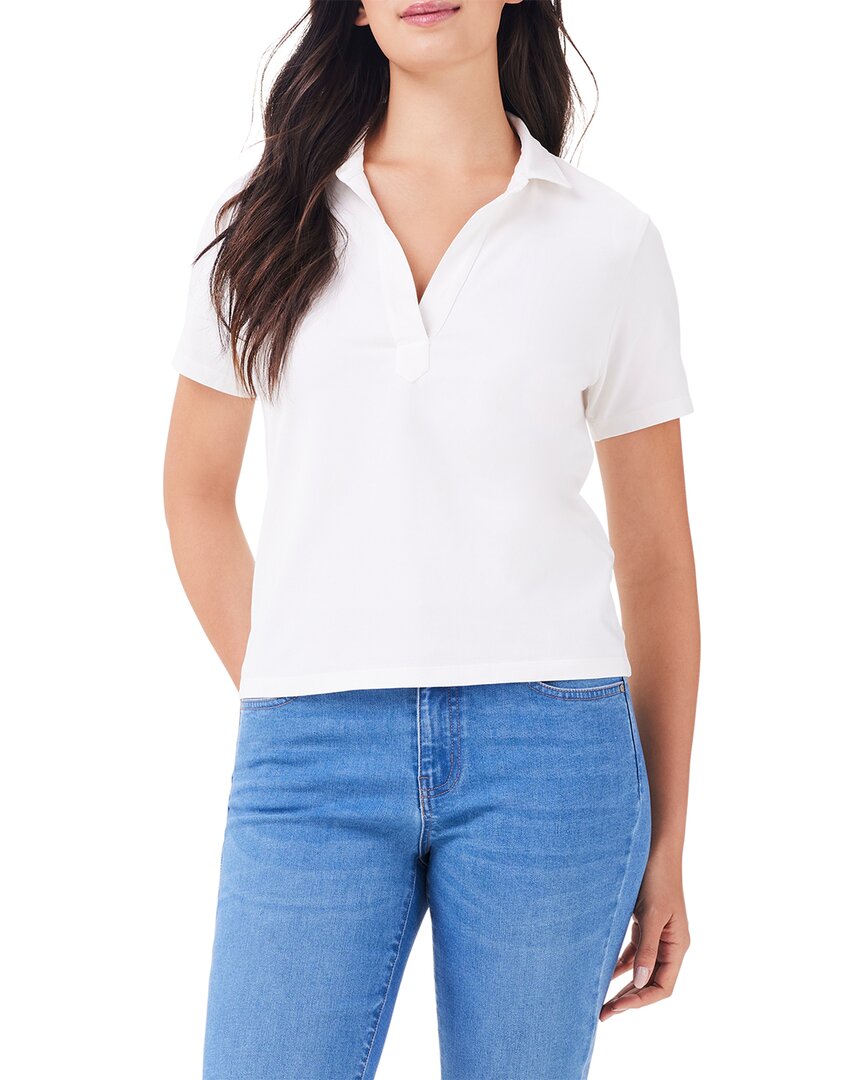Nic + Zoe Short Sleeve Polo Tee In Paper White In White