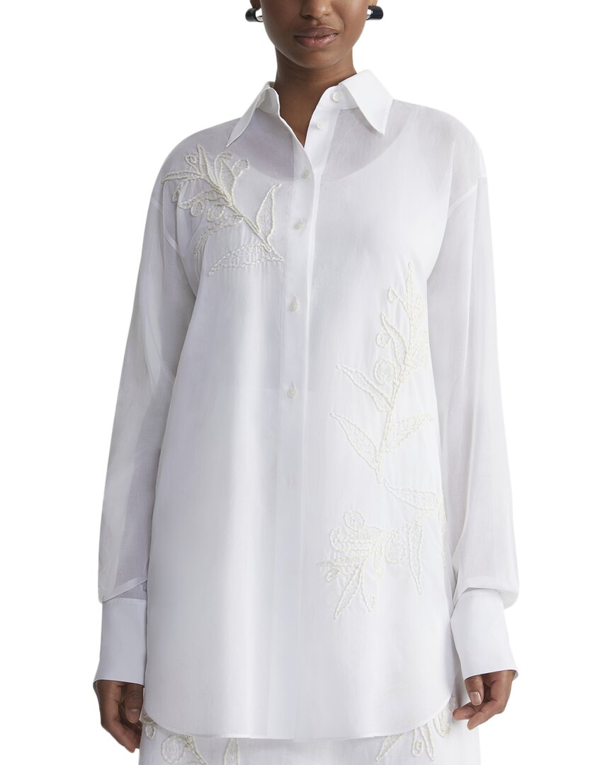 Lafayette 148 New York Eco Flora Embroidered Oversized Shirt