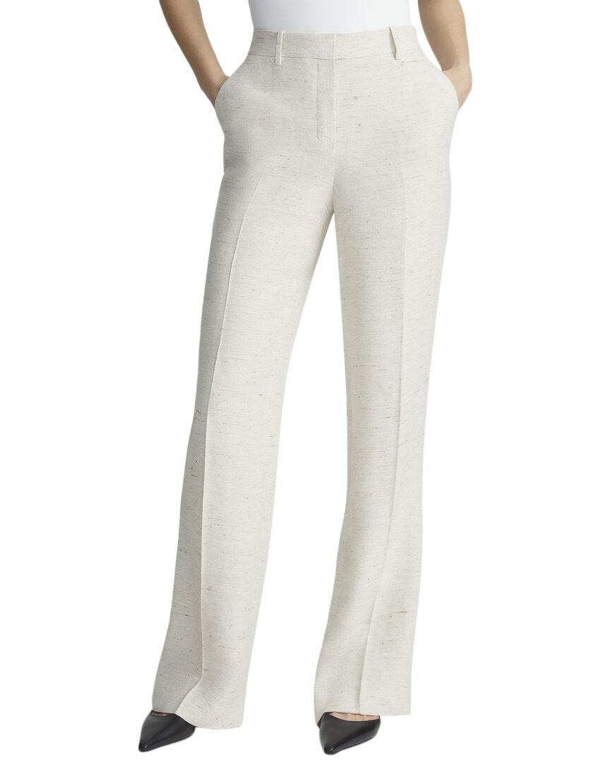 Lafayette 148 New York Gates Linen Blend Reed Cloth Straight Leg Pants In Gray