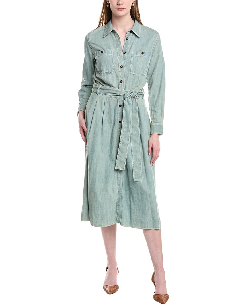 Lafayette 148 New York Patch Pocket Belted Shirtdress In Blue