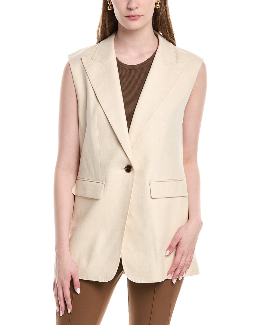 Lafayette 148 New York Peak Lapel Linen-blend Vest