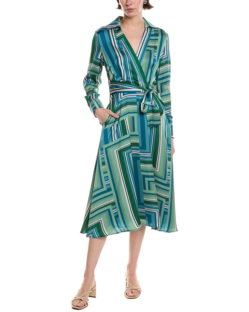 Tahari Asl Hammered Satin Tie Waist Midi Dress