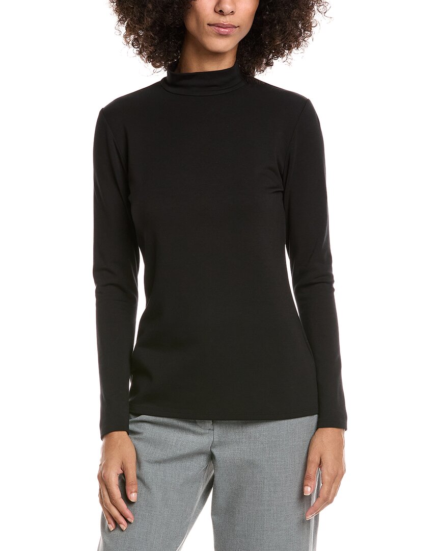 Lafayette 148 New York Mock Neck Top In Black