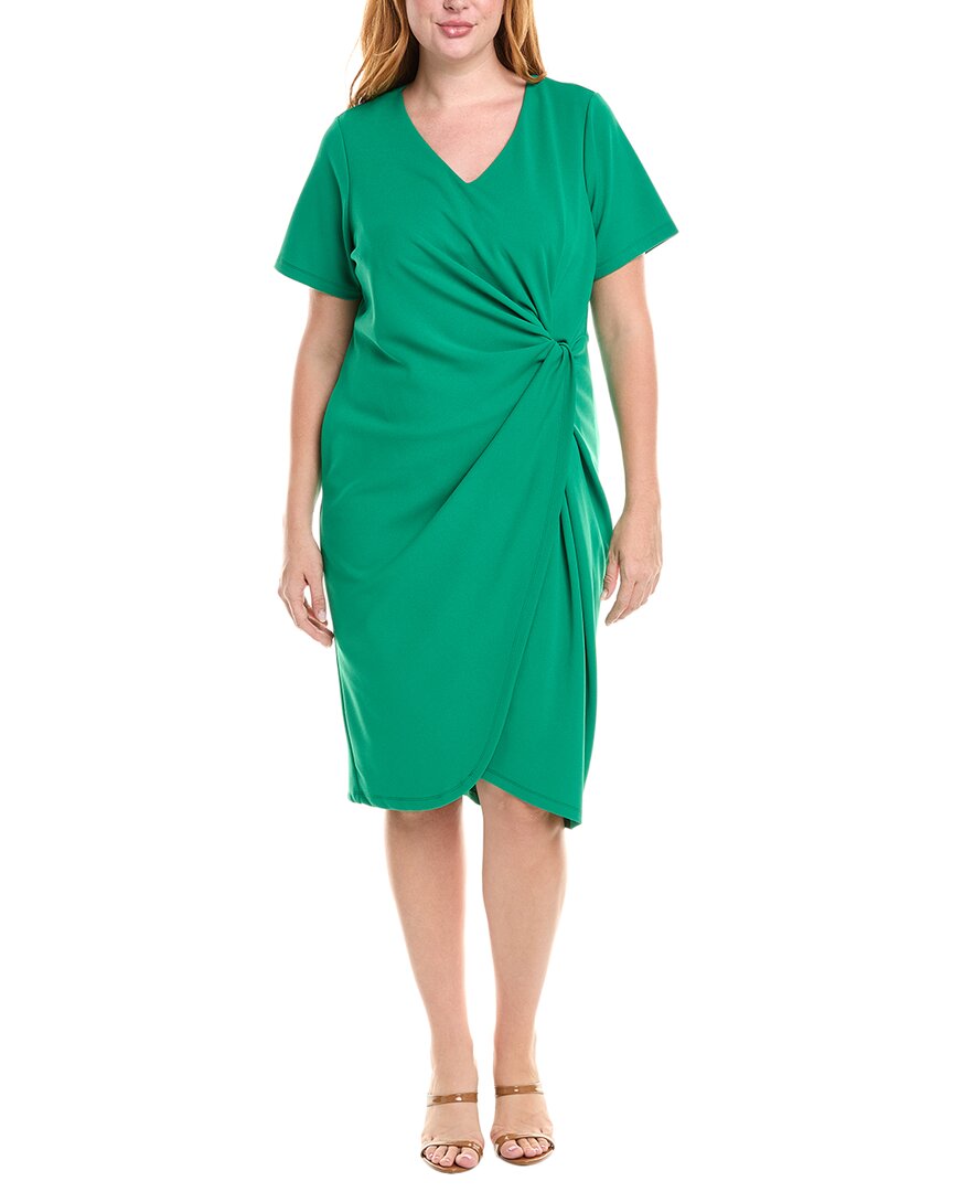 Tahari Asl Stretch Crepe Side Knot Dress In Green