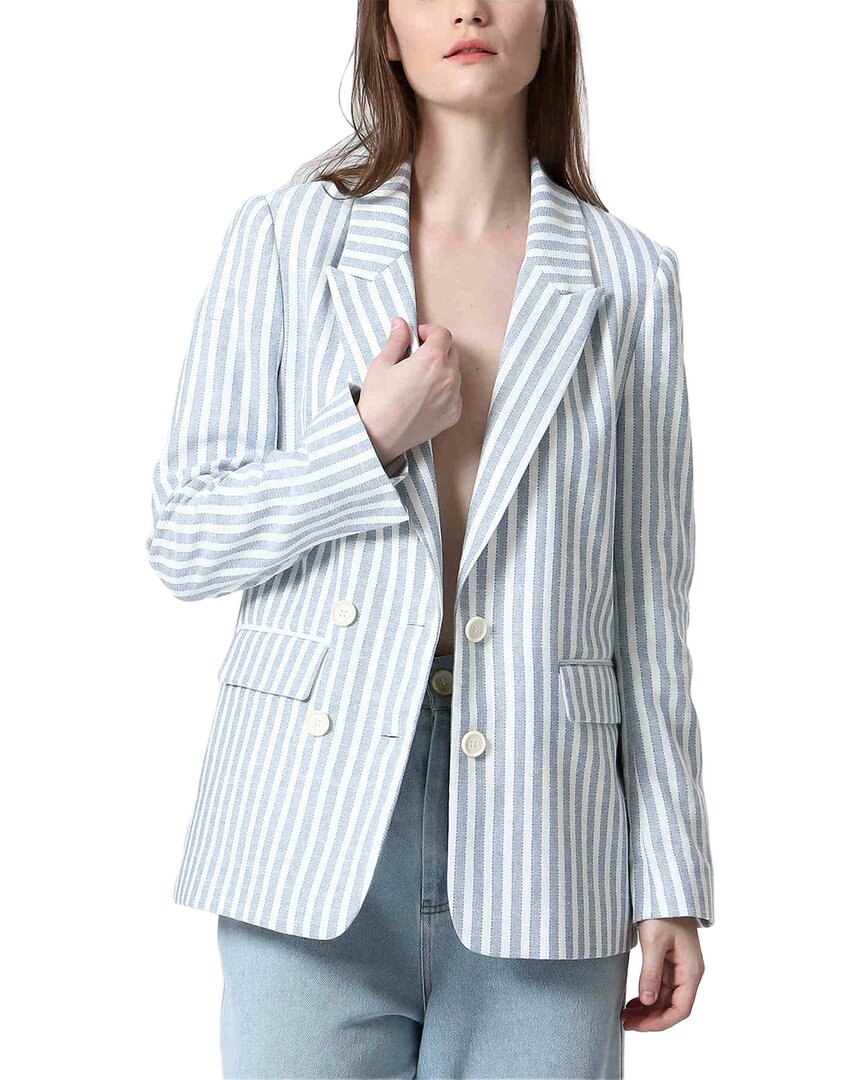 See U Soon Seersucker Linen-blend Jacket In Gray