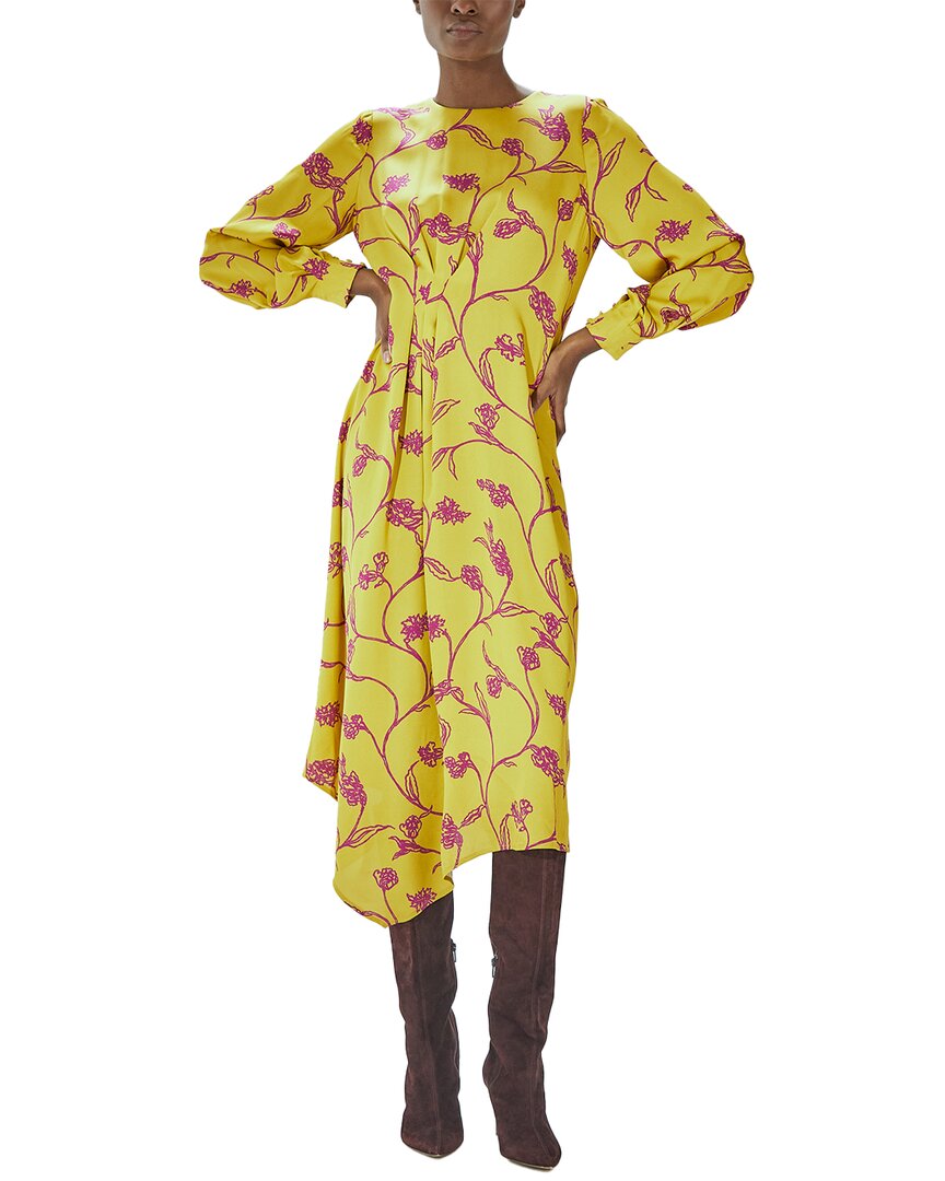 Lk Bennett Womens Mul-yellow Henrietta Floral-print Woven Midi Dress In Yellow