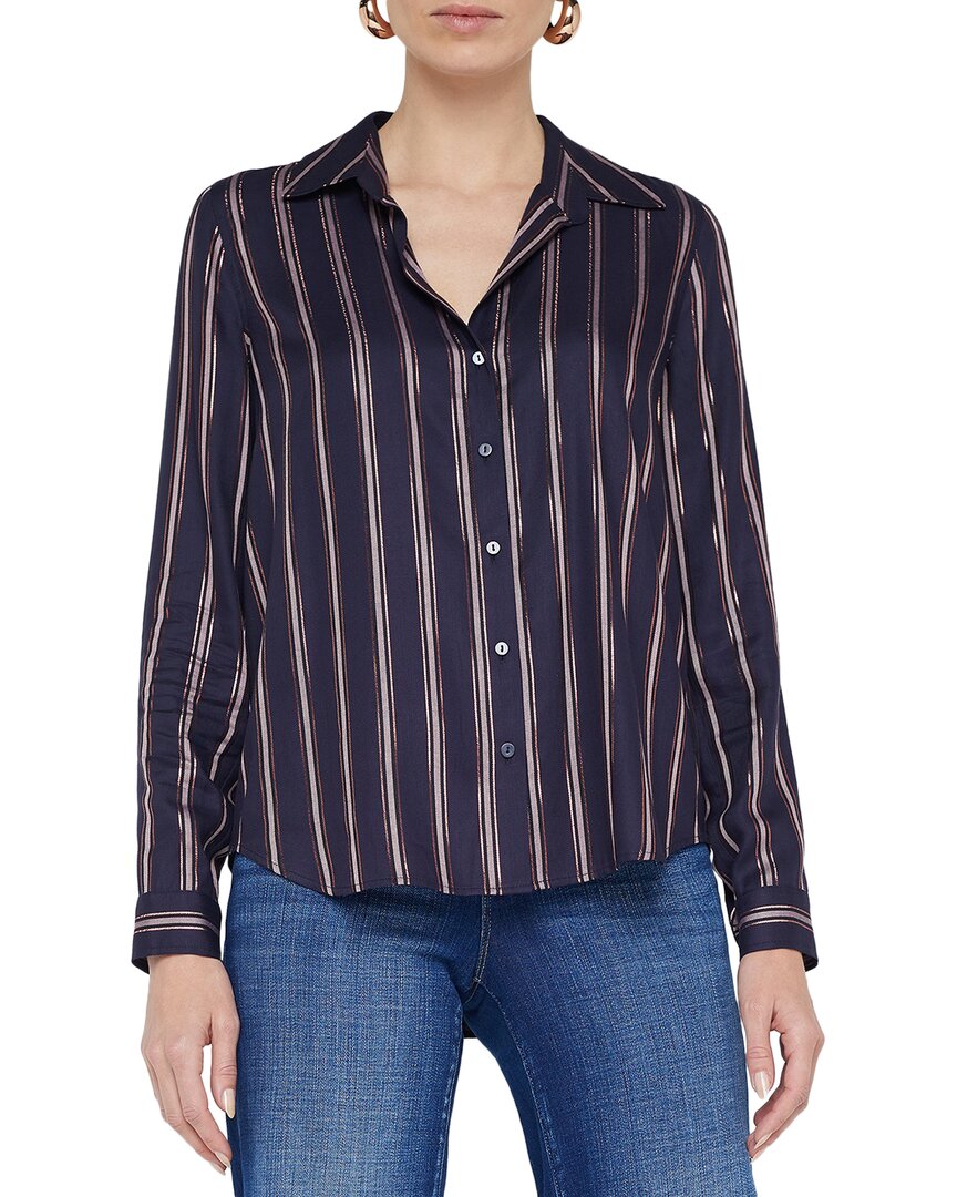 L Agence L'agence Holly Blouse In Blue