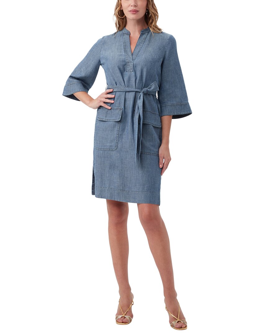 Trina Turk Kahiki Linen-blend Dress In Blue