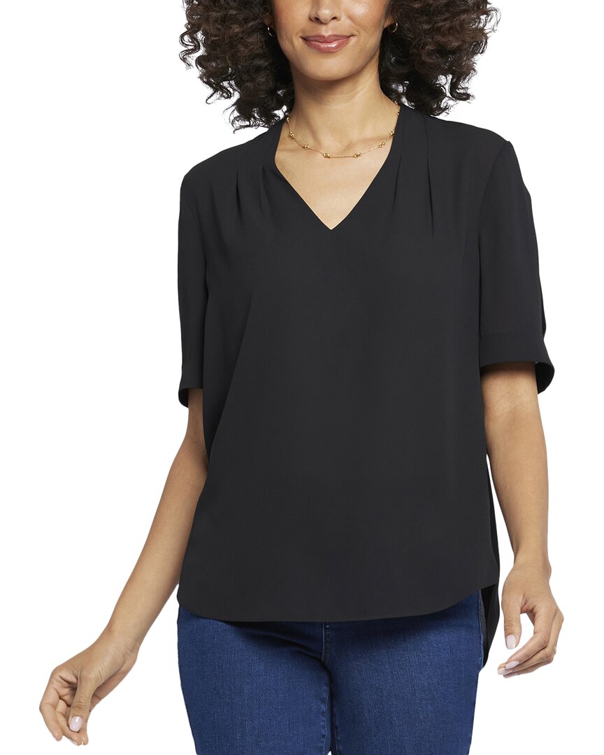 Nydj Charming Oversized V-neck Top In Black
