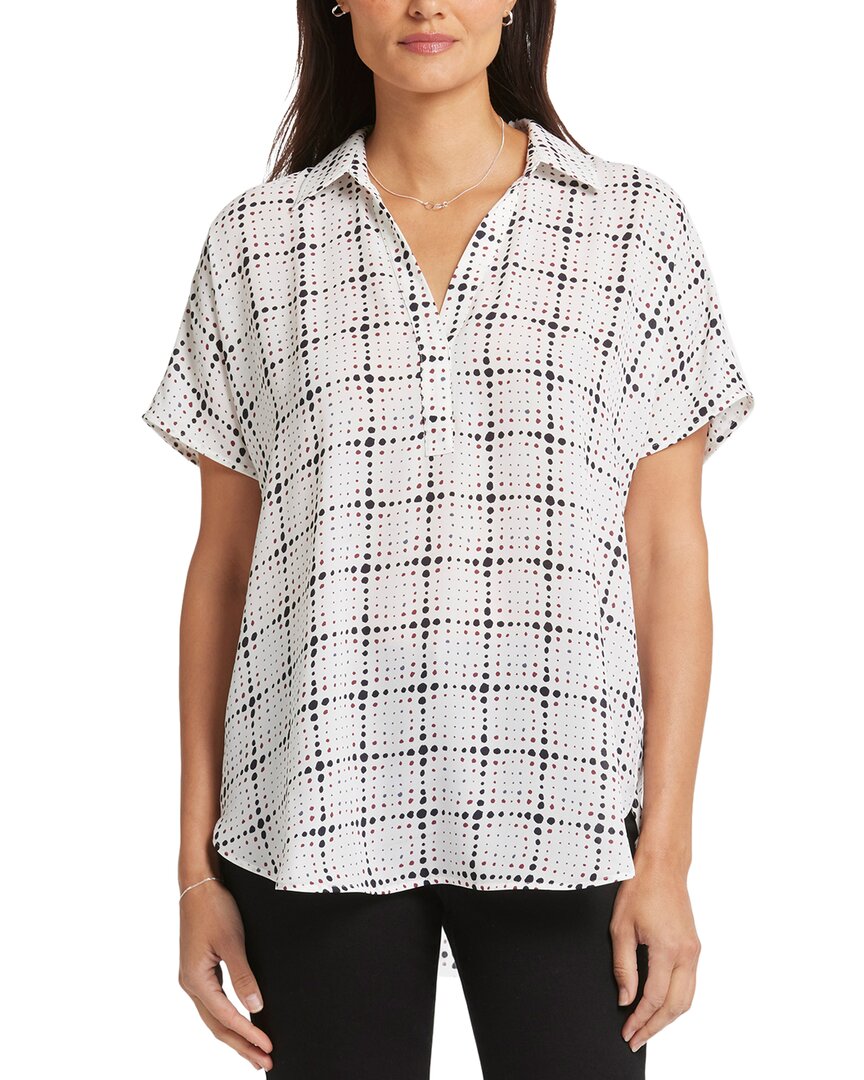 Nydj Becky Leaf Print Split Neck Woven Top