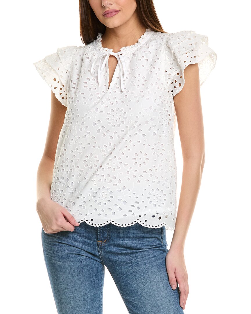 1.state Flutter Sleeve Blouse In White