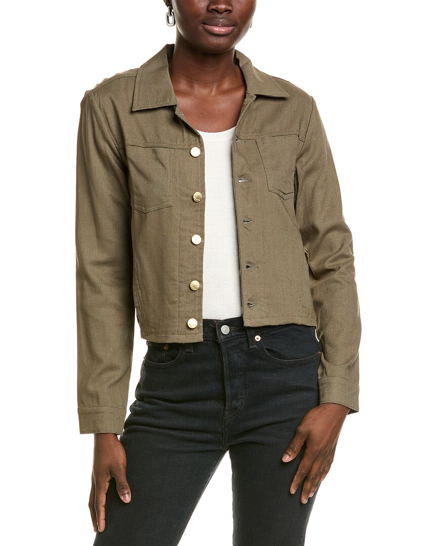 Ellen Tracy Linen-blend Crop Jacket In Green