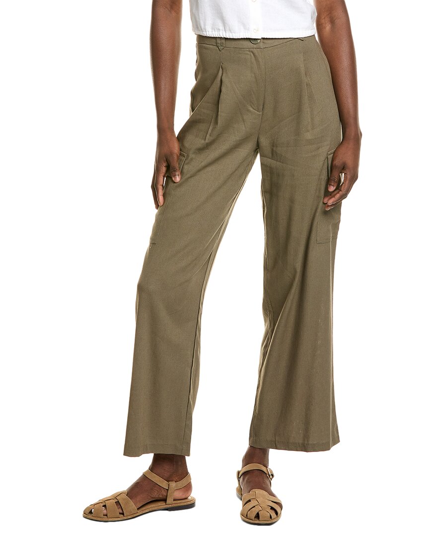 Ellen Tracy Linen-blend Cargo Pant In Green