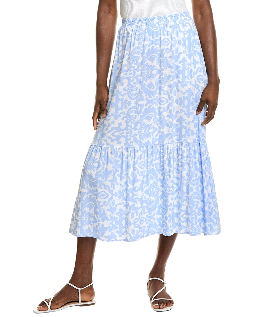 Ellen Tracy Tiered Pull-on Midi Skirt In Blue