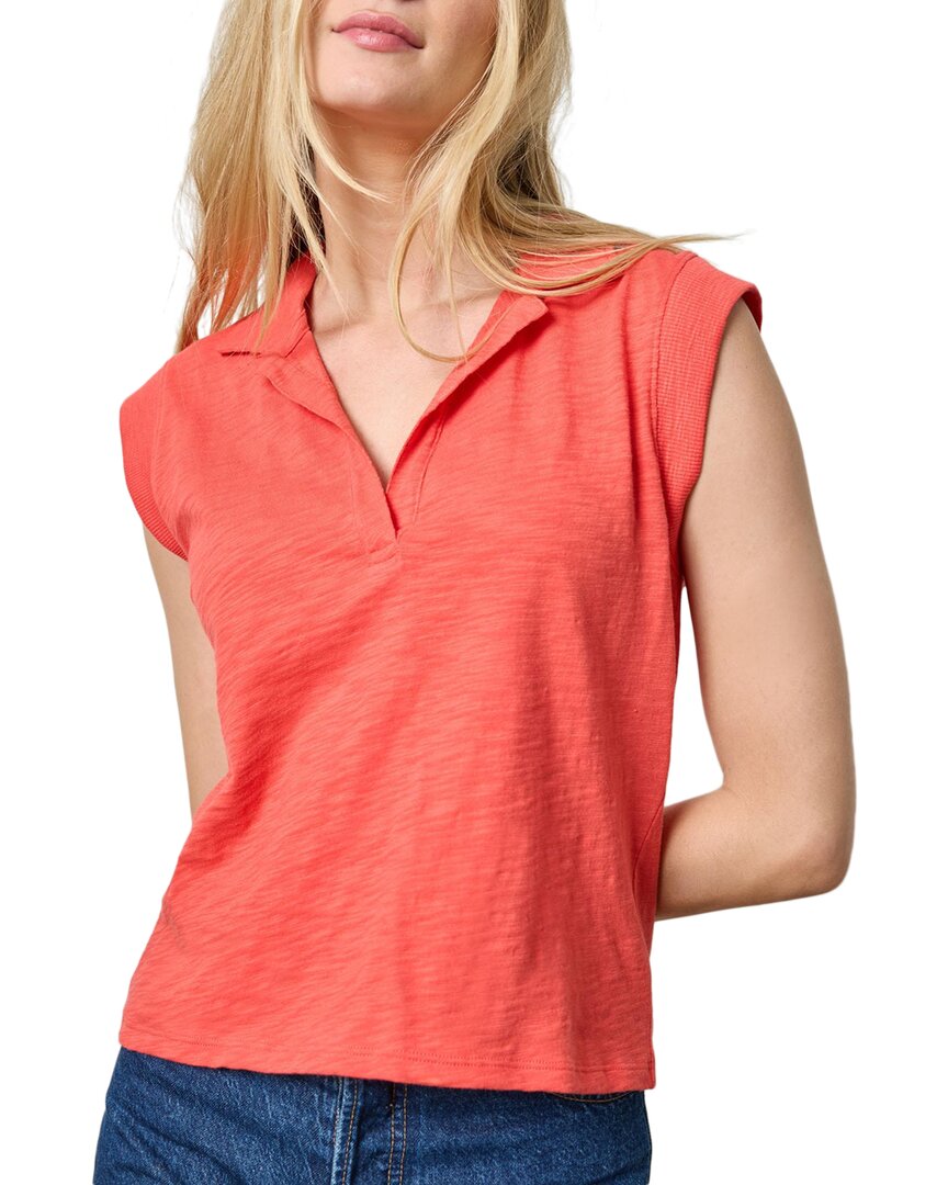 Lilla P Cap Sleeve Polo In Geranium In Pink