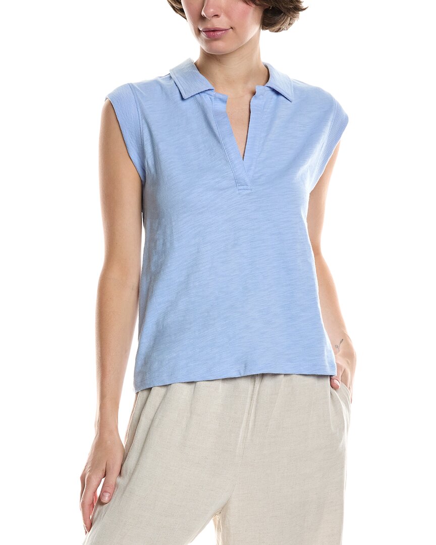 Lilla P Cap Sleeve Polo Shirt In Blue