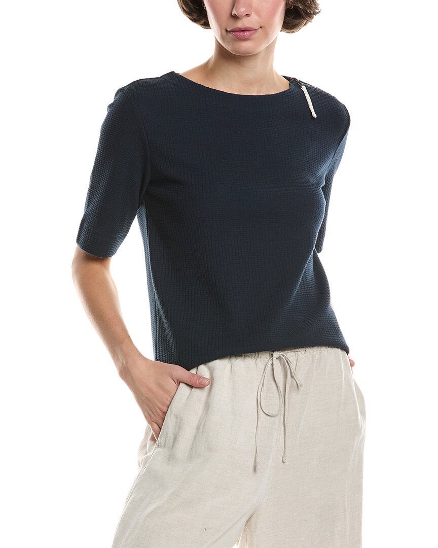 Lilla P Zippered Elbow Sleeve Crewneck Shirt