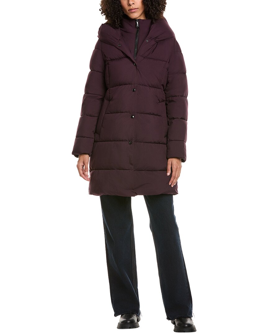 Sam Edelman Hooded Puffer Coat In Burgundy