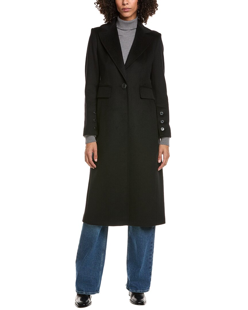 Sam Edelman Belted Wrap Wool-blend Coat In Black
