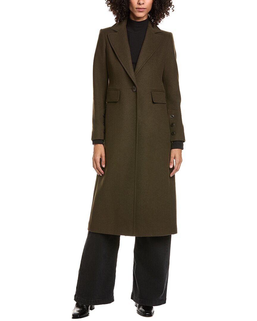 Sam Edelman Reefer Wool-blend Coat In Green