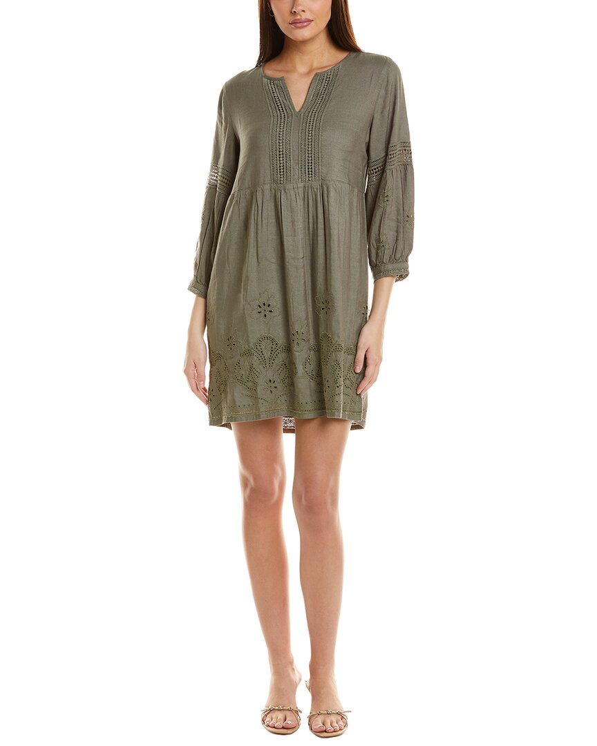 Tommy Bahama St. Lucia Split Neck Linen-blend Mini Dress