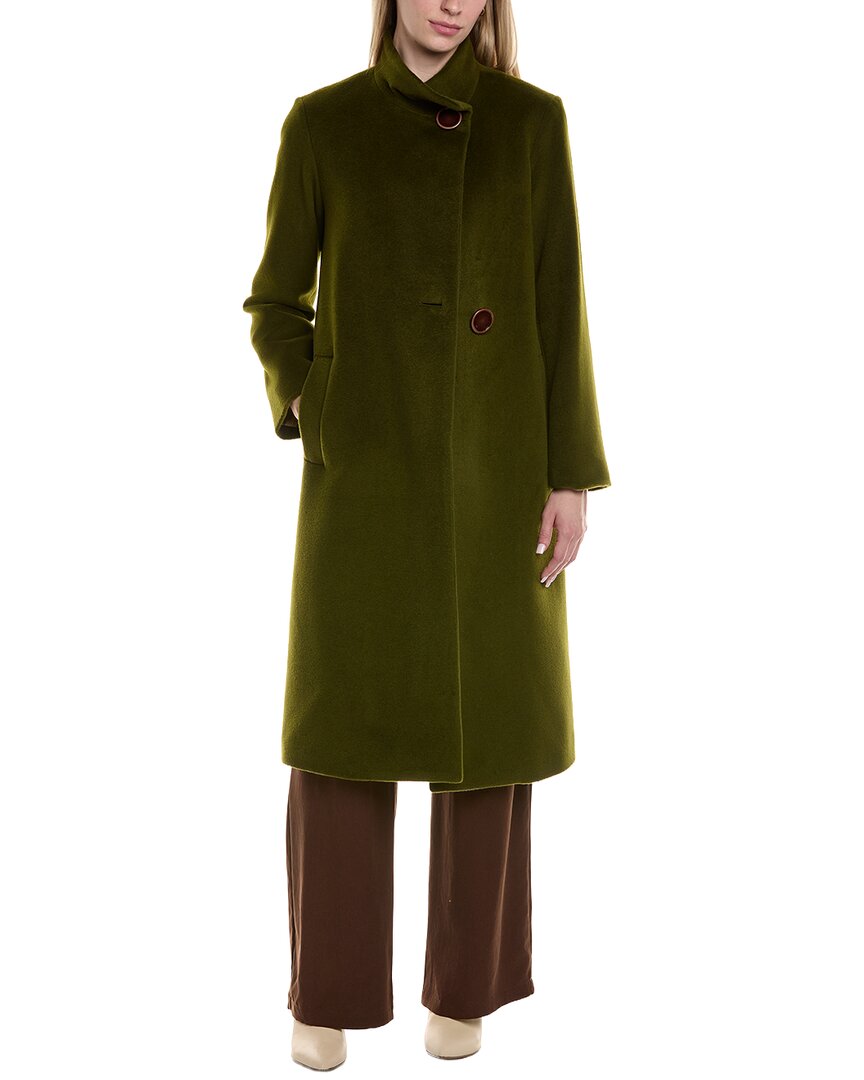 Fleurette Medium Wool Coat In Green