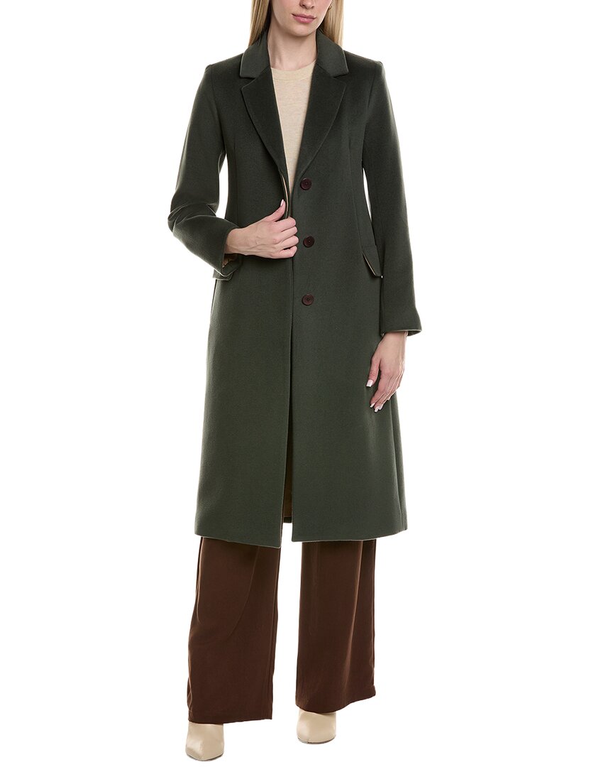 Fleurette Wool-blend Coat In Green