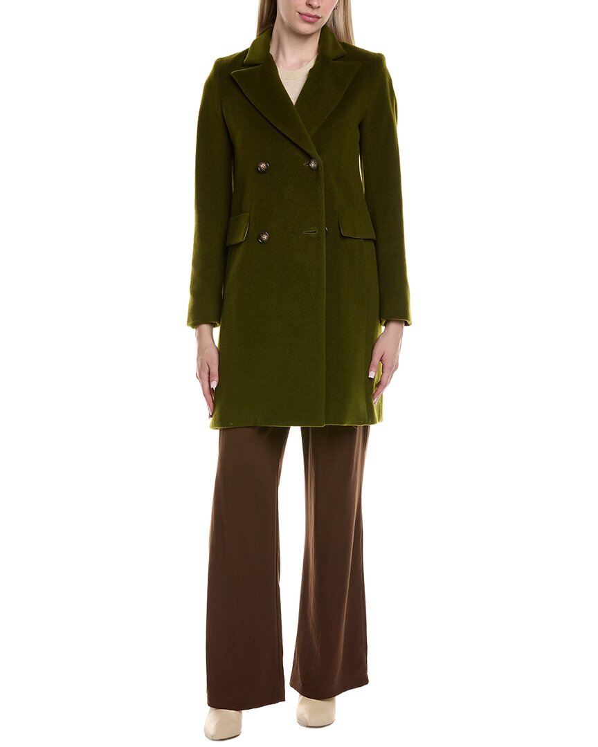 Fleurette Wool-blend Coat In Green