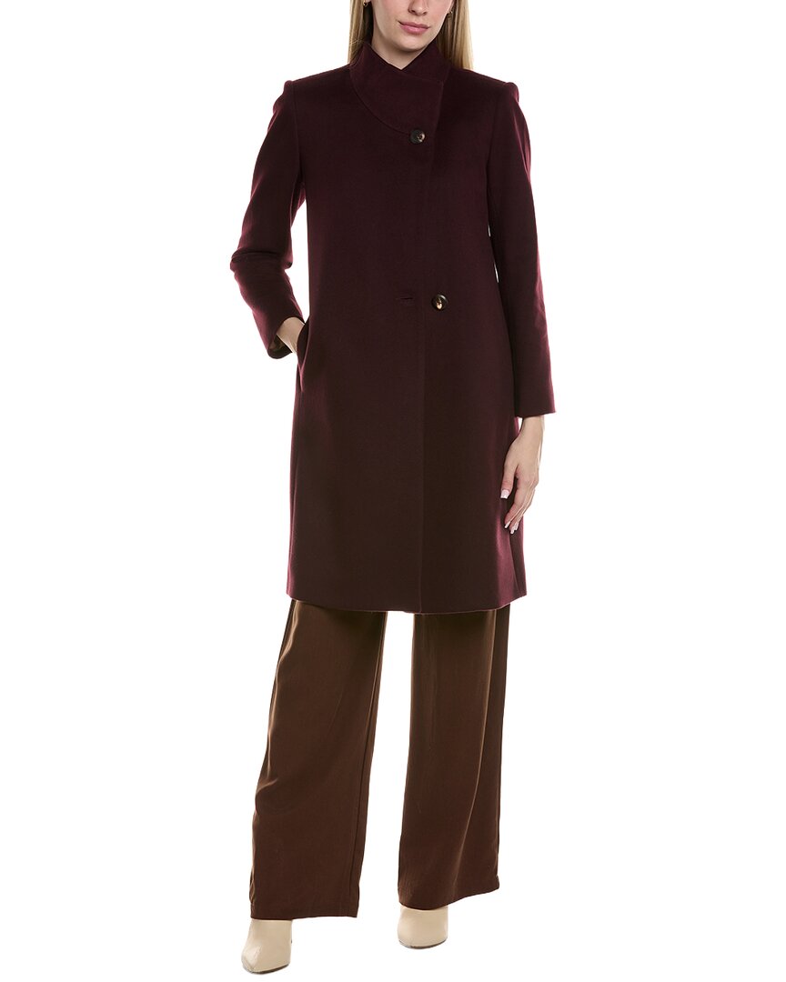 Fleurette Medium Wool Coat In Brinjal