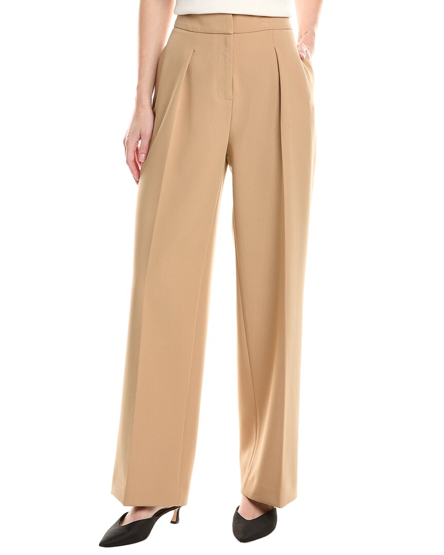 Anne Klein Womens High Rise Pleated Wide Leg Ultra Fine Twill Pants 0p 16 In Neutral