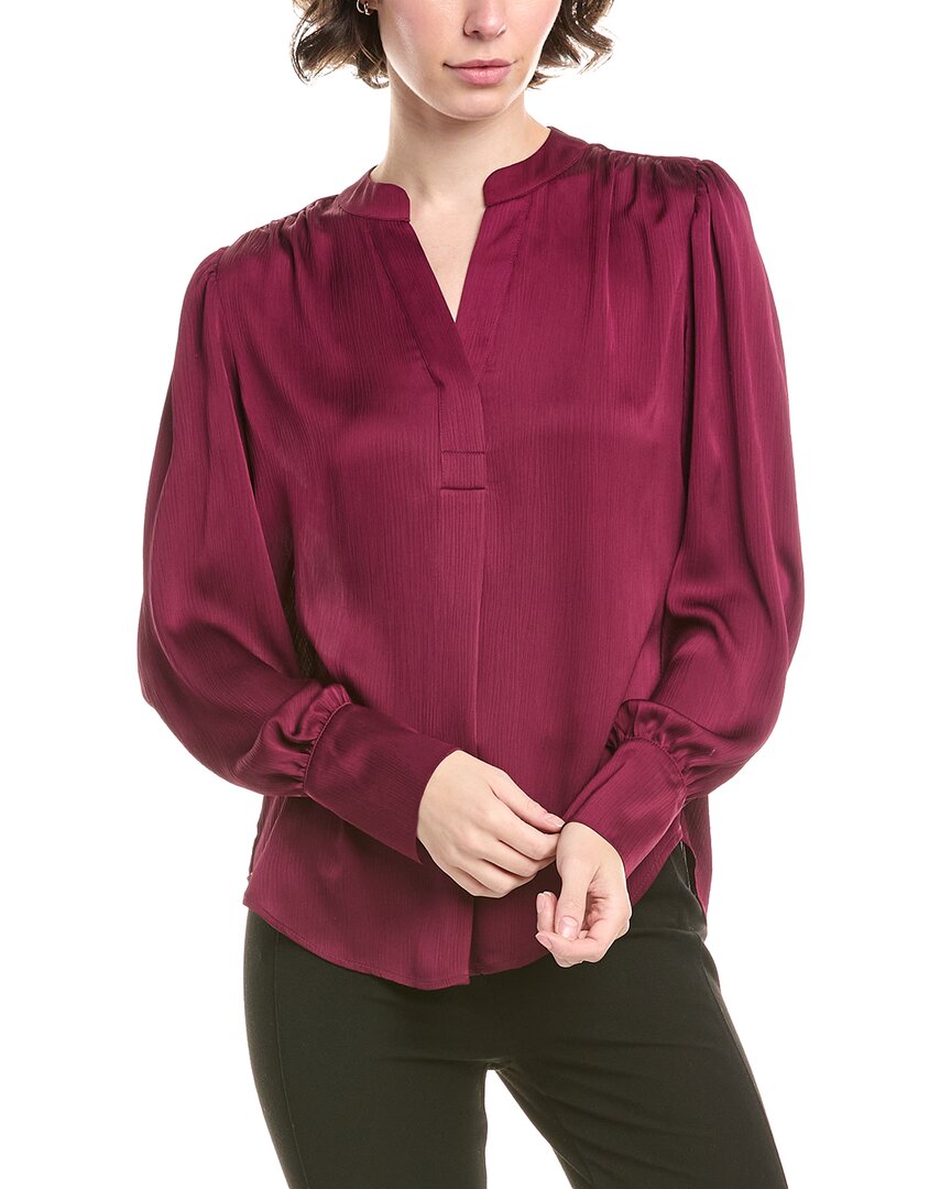 Anne Klein Pleat Front Blouse In Burgundy
