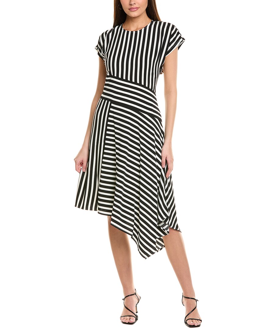 Karl Lagerfeld Stripe Asymmetrical Midi Dress