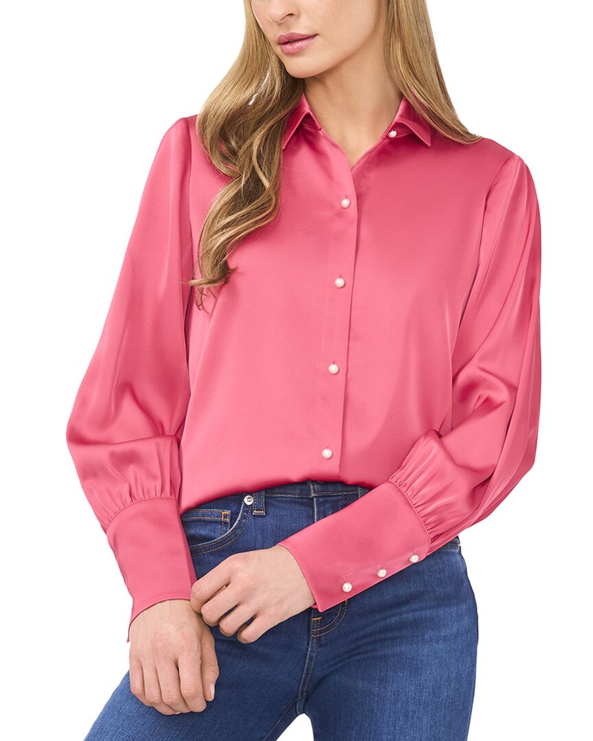 Cece Regular Fit Button Up In Pink