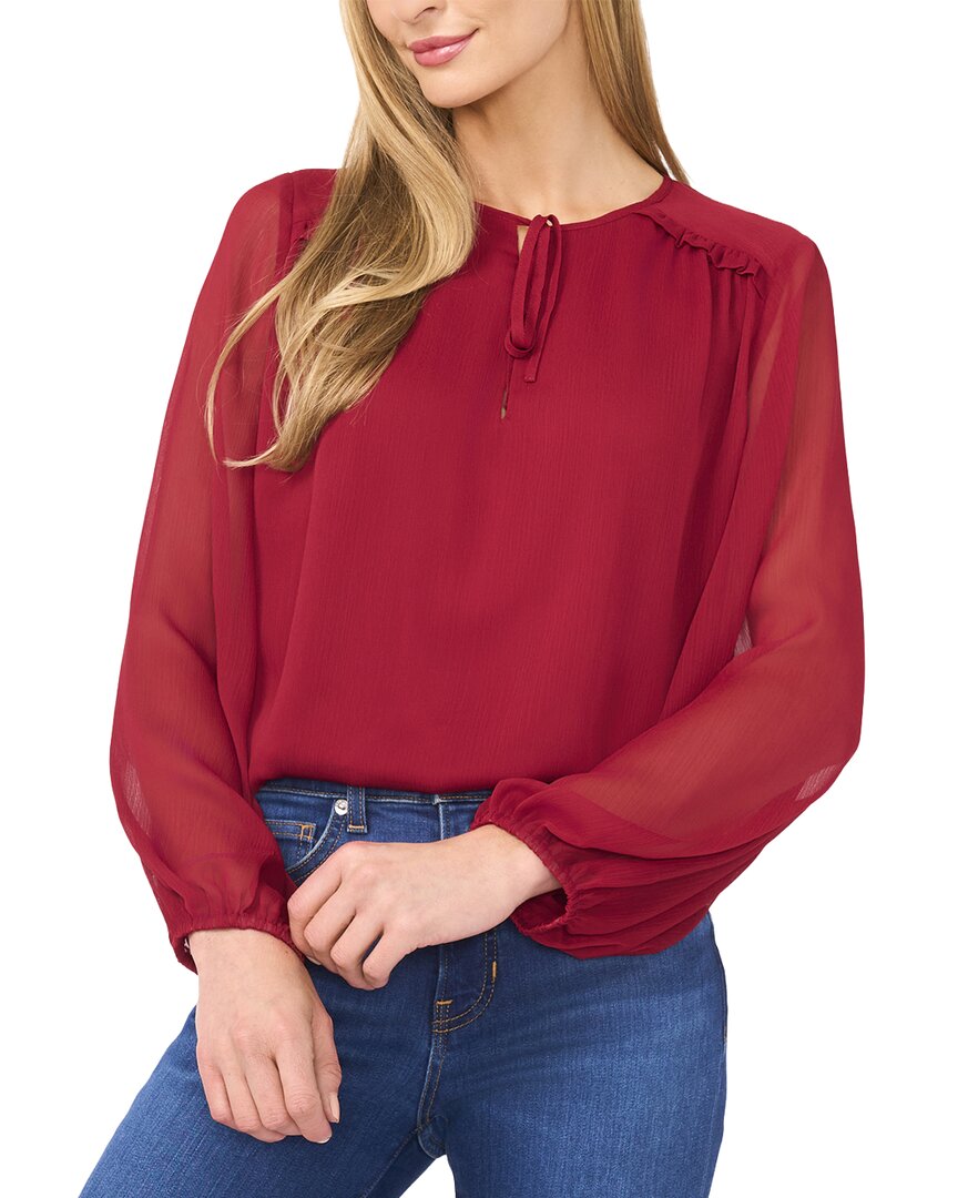 Cece Tie Neck Blouse In Red