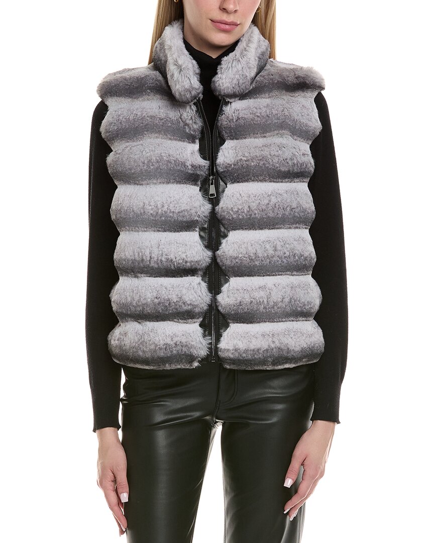 Adrienne Landau Reversible Wool-blend Vest In Gray