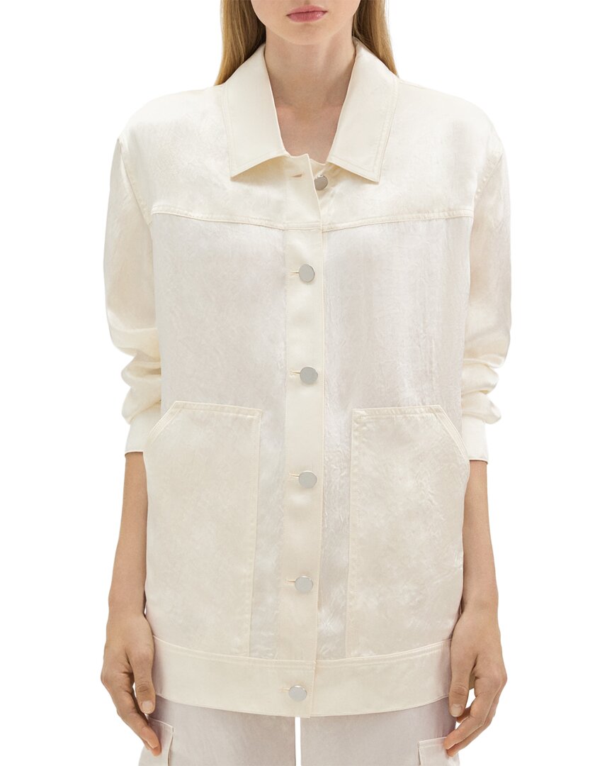 Theory Oversized Trucker Crushed Silk Jacket