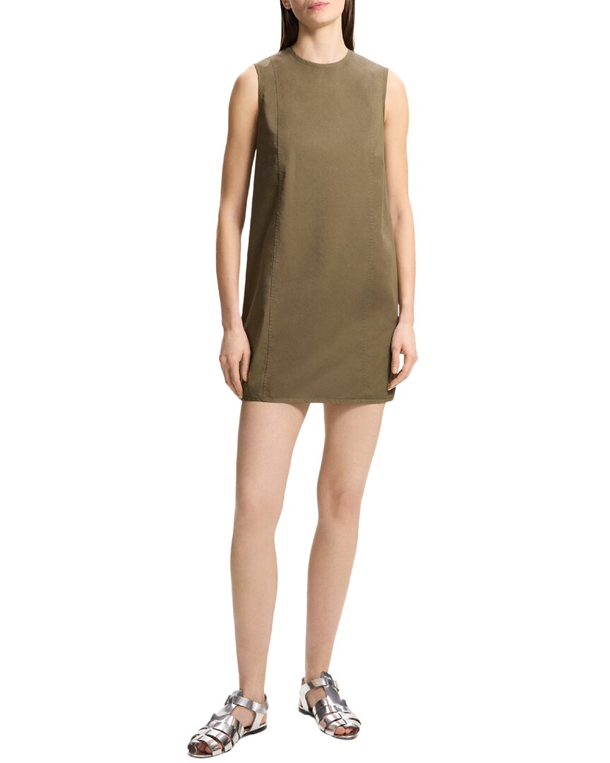 Theory Crewneck Sleeveless Stretch Cotton Minidress