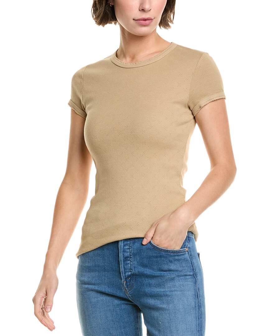 Enza Costa Scallop Edge Pointelle Top In Neutral