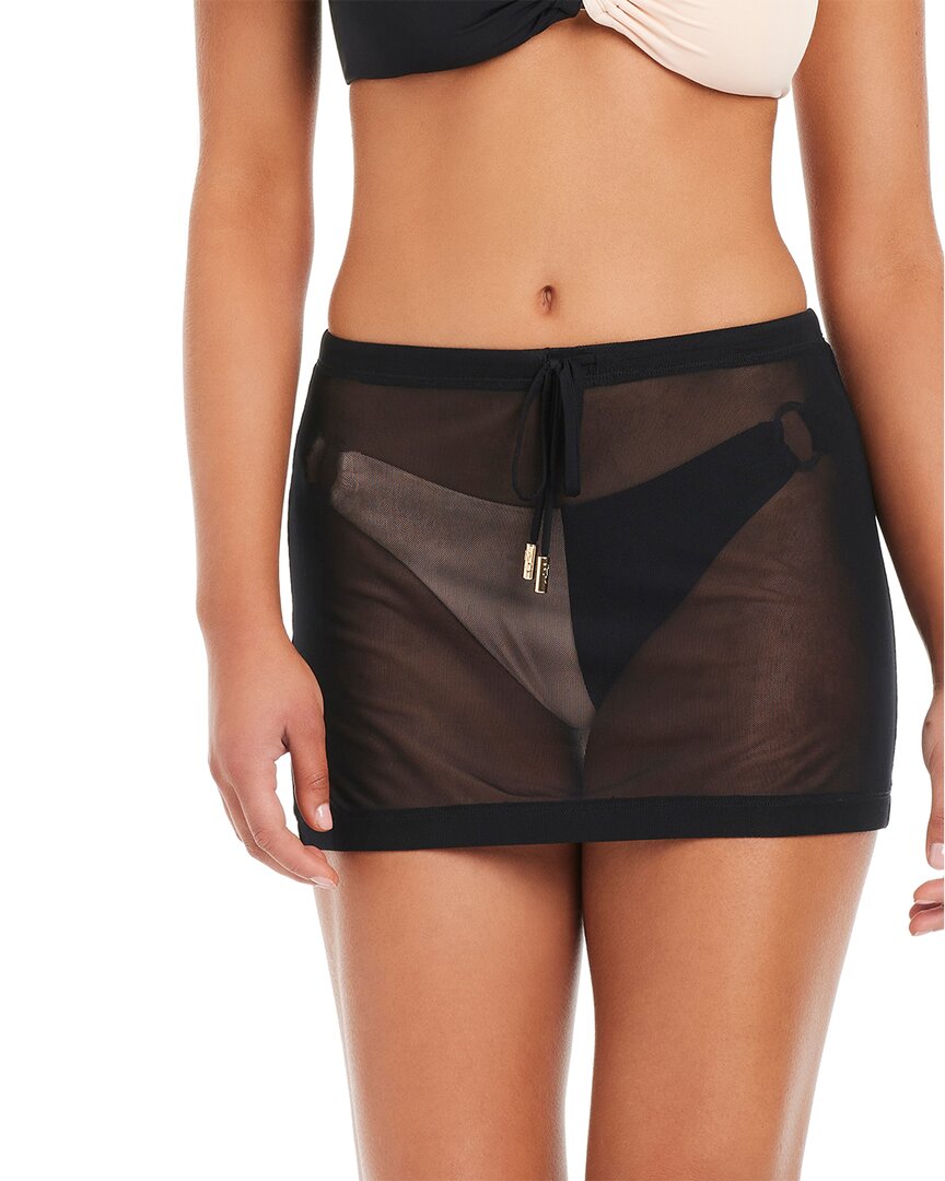 Red Carter Core Covers Mesh Cover-up Skirt In Black