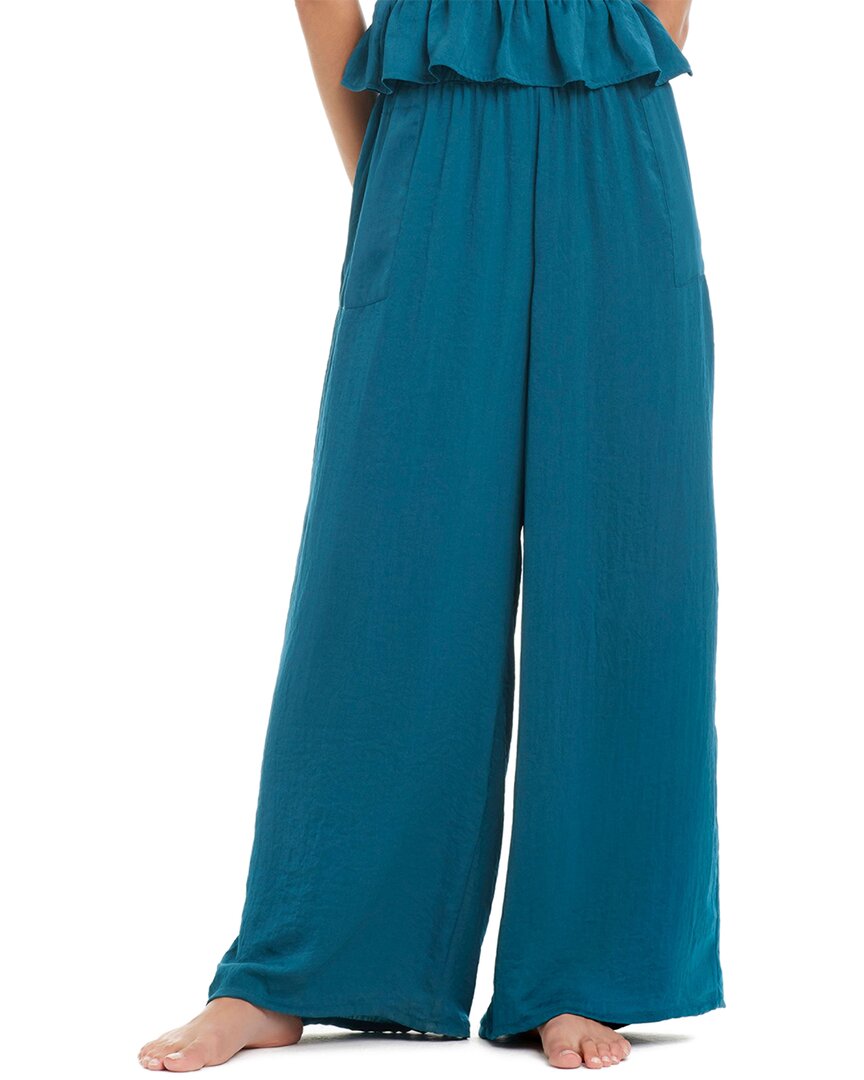 Red Carter Hammered Satin Cover-up Wide Leg Pant In Blue