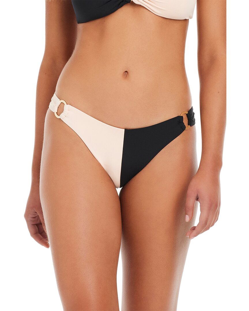 Red Carter Colorblock Scoop Bikini Bottom In Black