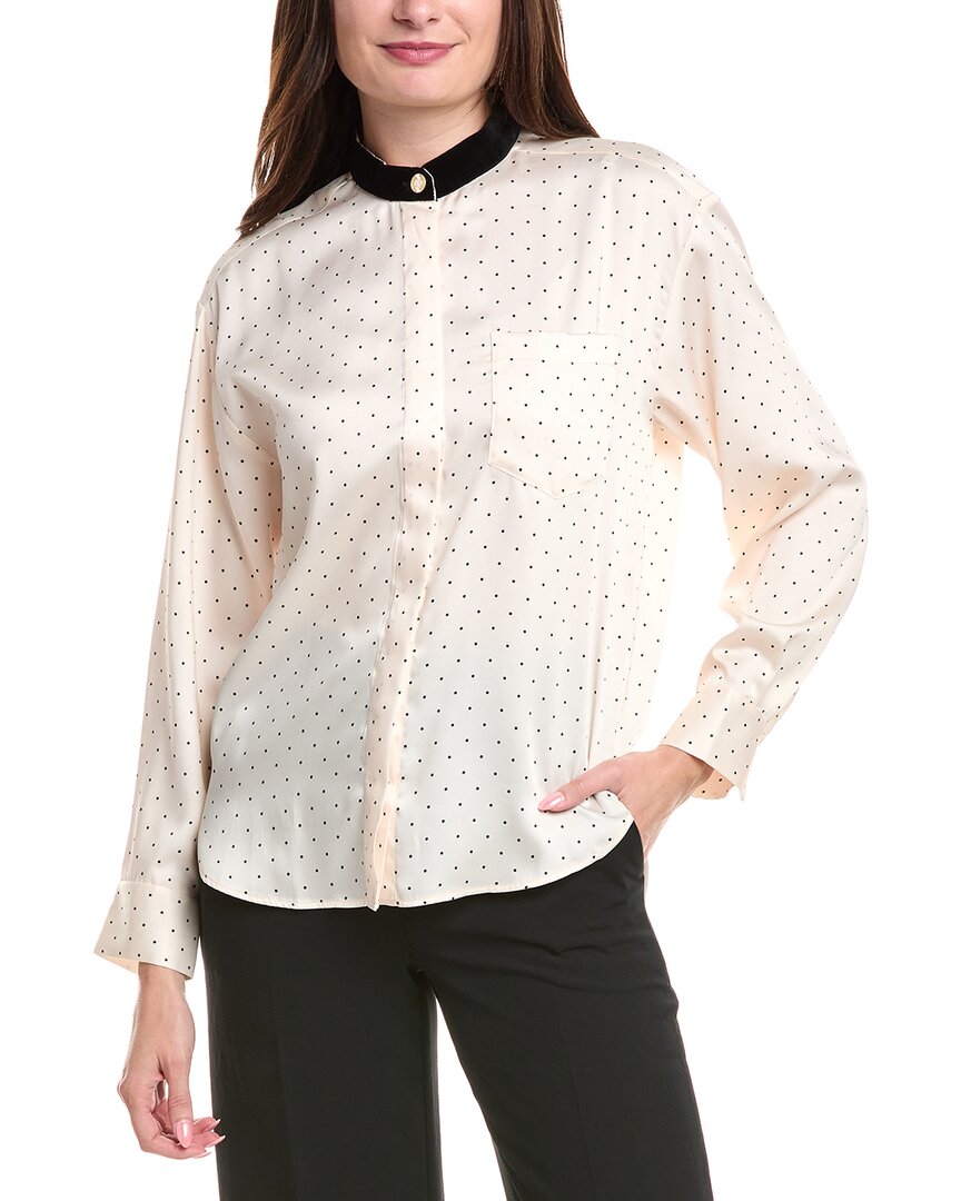 Sandro Woman Shirt Ivory Size 3 Polyester In Neutral