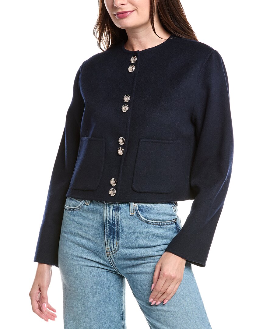 Maje Wool-blend Blazer In Blue
