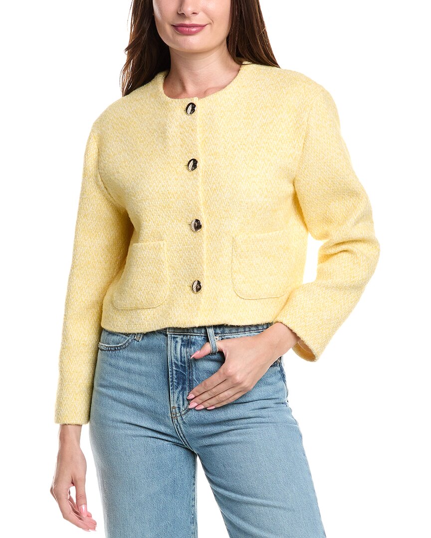 Maje Wool-blend Blazer In Yellow