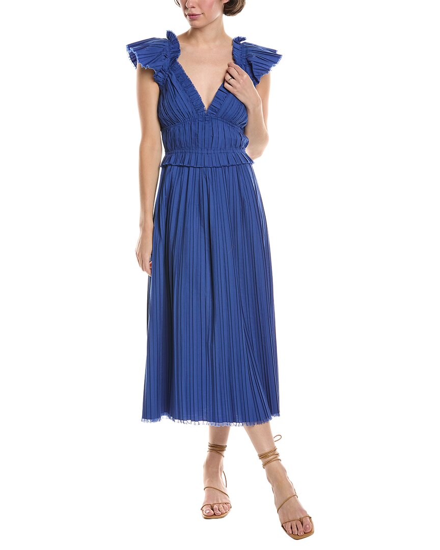 Sea Ny Grier Pleated Midi Dress In Blue